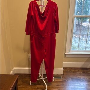 Red Jumpsuit with Drawstring Waist